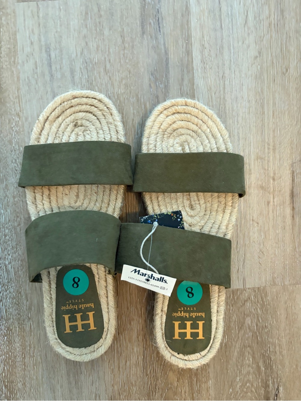 Haute Hippie Olive Green Double-Band Slide Sandals - Picture 1 of 4
